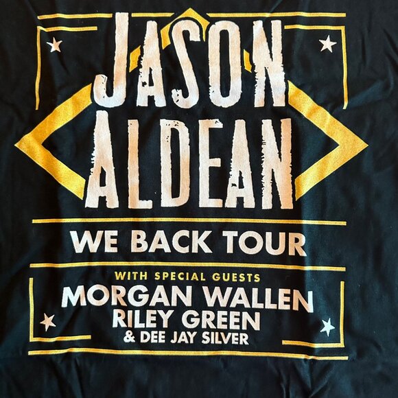 Gildan Jason Aldean Morgan Wallen Riley Green Dee Jay Silver Wee Back Tour Black - Picture 2 of 15
